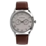 Titan 1489SL02 White Dial Brown Leather Strap Watch