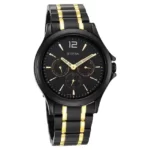 Titan 1698KM02 Black & Gold Black Dial Stainless Steel Strap Watch