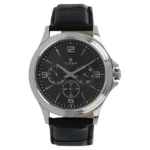 Titan Anthracite Dial Black Leather Strap Watch