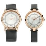 Titan 17732603WL01 - Bandhan Silver White Dial Leather Pair Watches