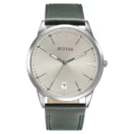 Titan 1806SL07 Elmnt Warm Grey Dial Leather Strap Watch