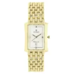 Titan 1927YM04 White Dial Golden Stainless Steel Strap Watch