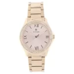 Titan Rose Gold Dial Rose Gold Stainless Steel Strap Watch